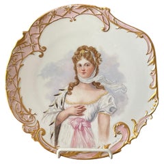 Ancienne assiette en porcelaine de Limoges, France, portrait de Marie-Louise