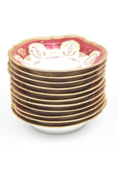 Antique Limoges, France Soup Bowls, Striking Color and Hand Painted Details