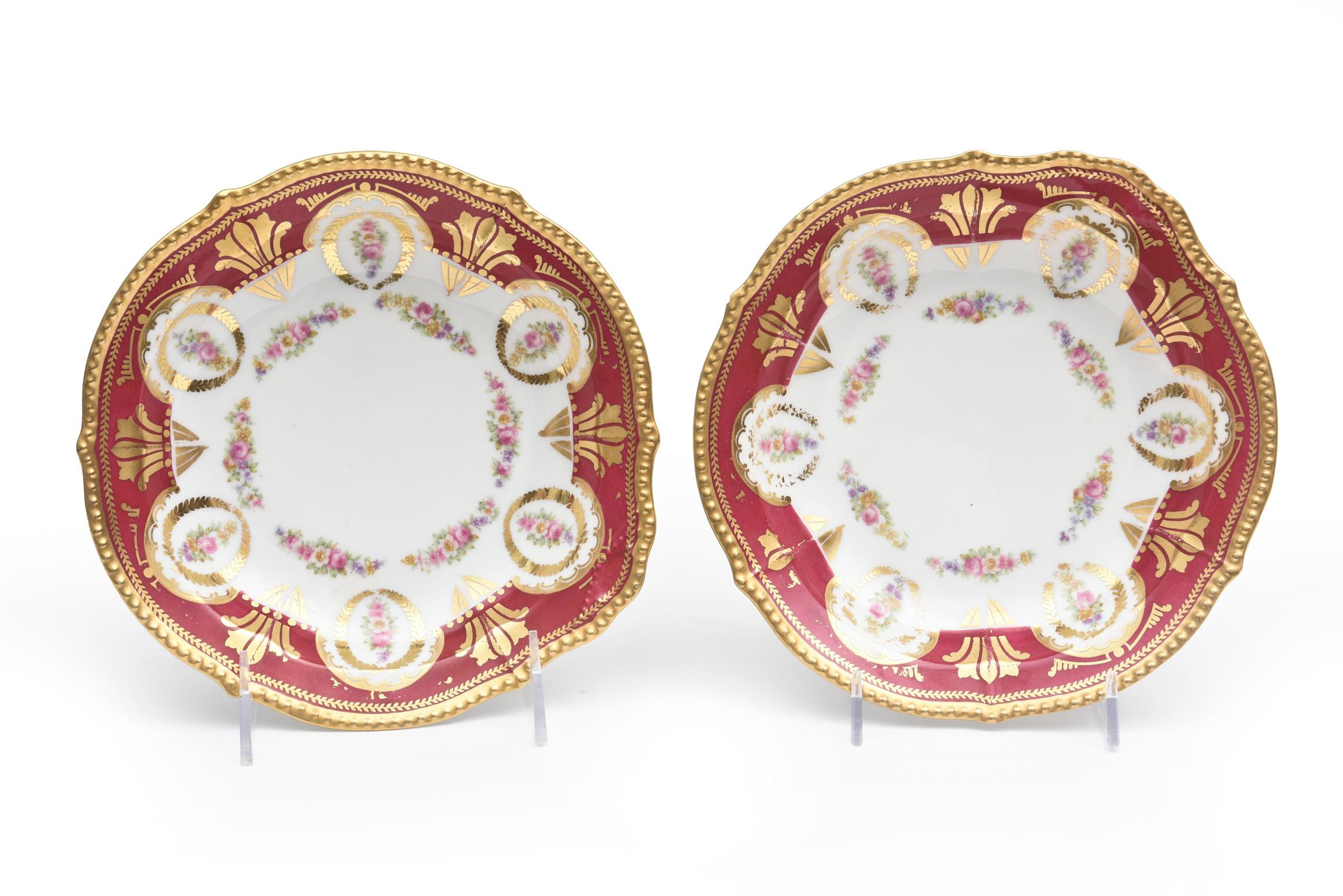 Antique Limoges, France Soup Bowls, Striking Color and Hand Painted Details In Good Condition For Sale In West Palm Beach, FL