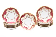 Used Limoges, France Soup Bowls, Striking Color and Hand Painted Details