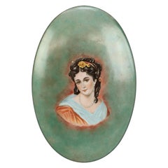 Antique Limoges French Porcelain Hand Painted Portrait Plaque, c1890