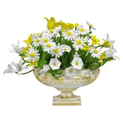Antique Limoges French Regency White & Gold Porcelain Swan Urn Vase Cachepot