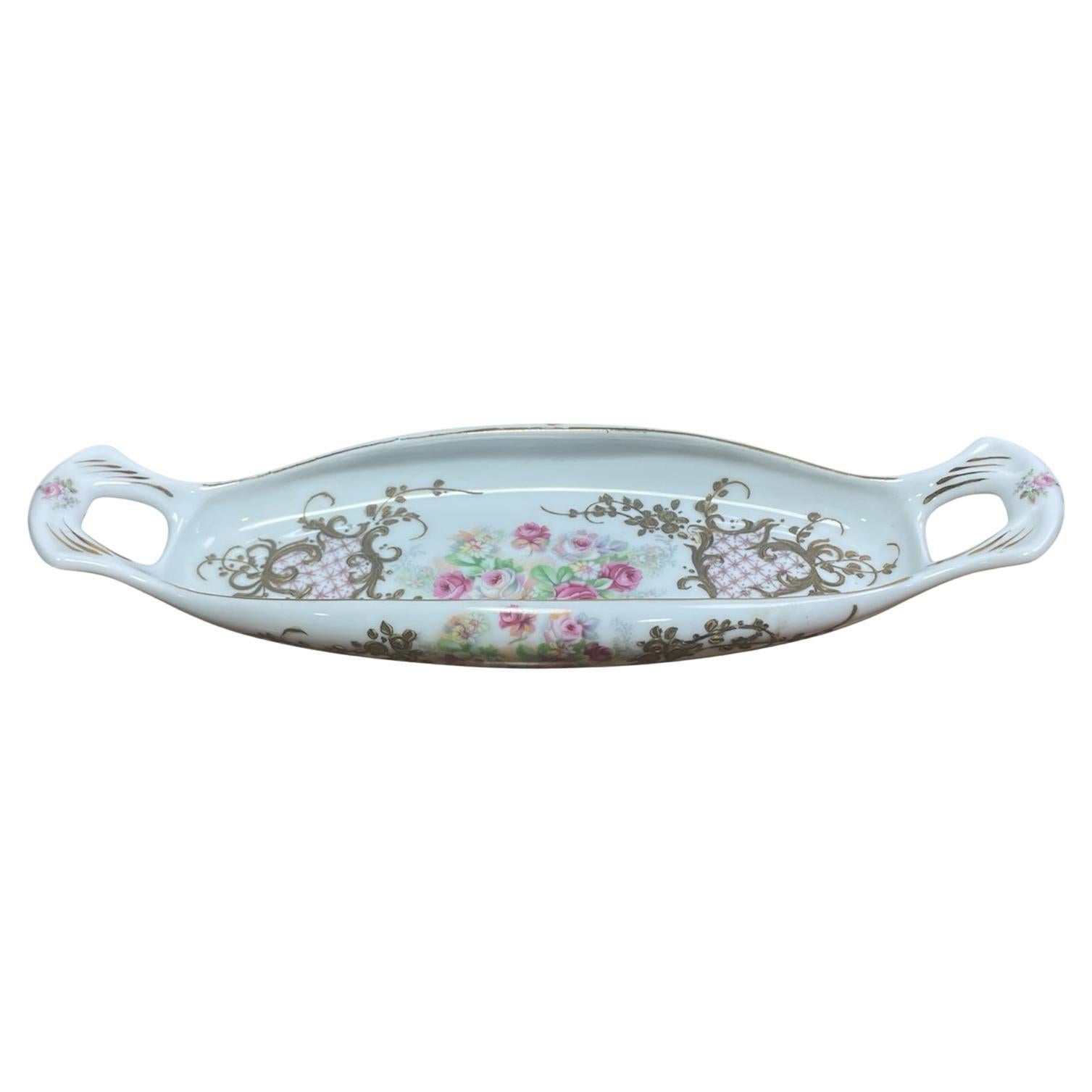 Antique Limoges Giraud Porcelain Hand-Painted Pink Flowers