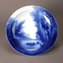 Antique Limoges Hand Painted Scenic Porcelain Charger by D&C, C1900