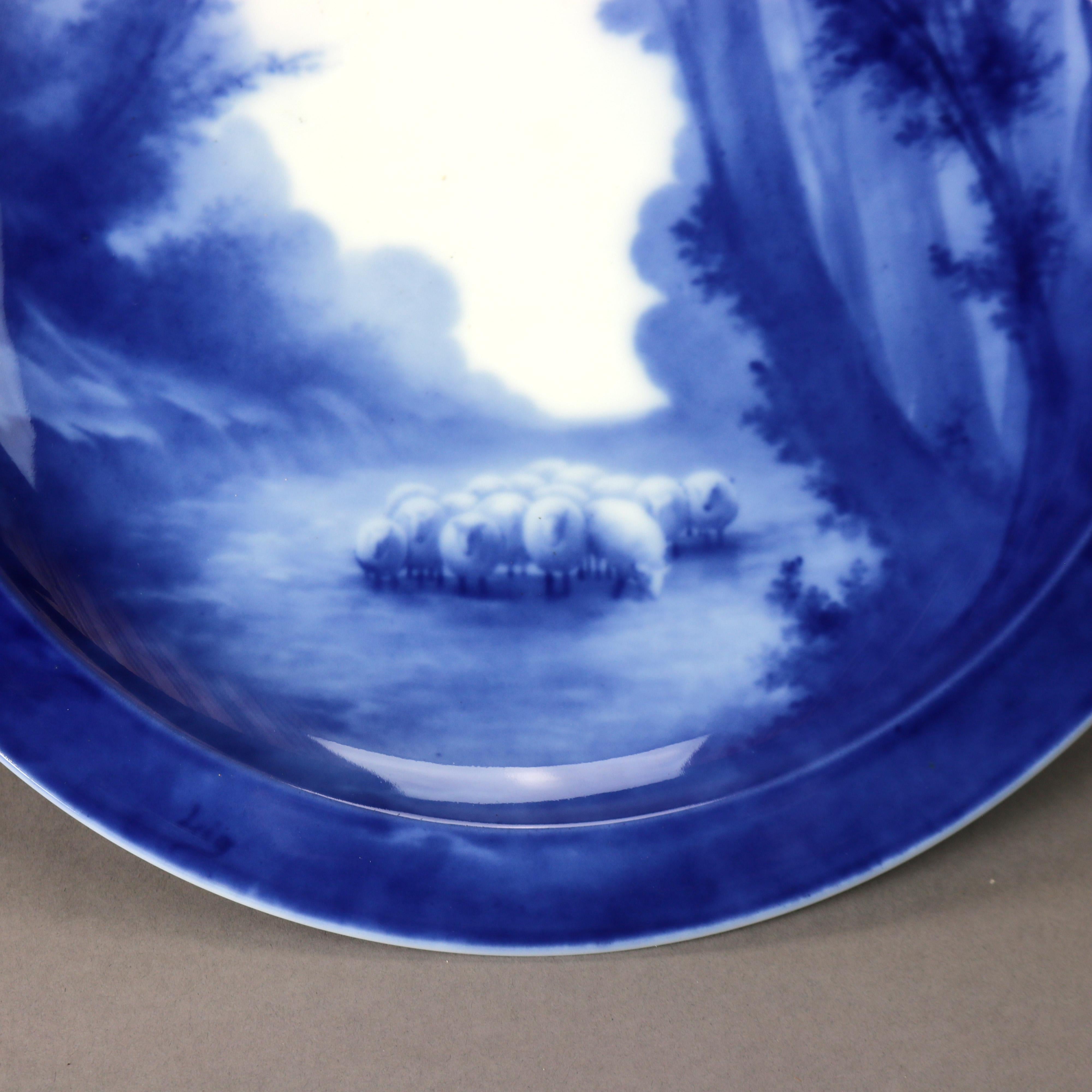 French Antique Limoges Hand Painted Scenic Porcelain Charger by D&C, circa 1900 For Sale