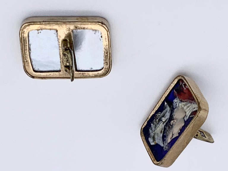 Antique Limoges Neorenaissance Enamel Soldier Beauty Buttons Cufflinks ...
