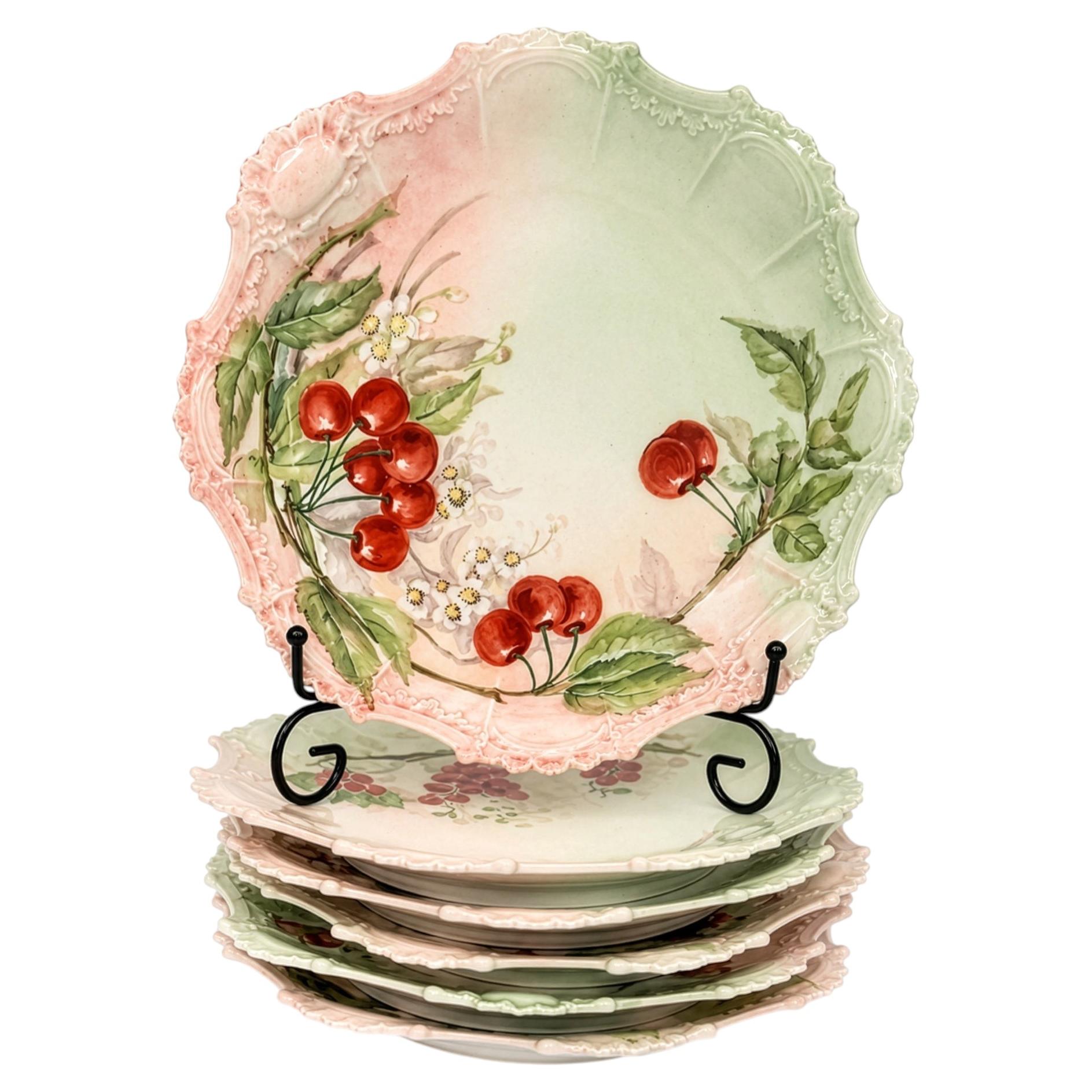 Antique Limoges Porcelain Dessert Service, Hand-Painted, 1900