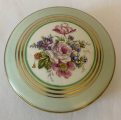 Antiguo joyero o dulcera con tapa de porcelana de Limoges