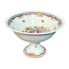 Antike Limoges-Porzellan-Sockelkompott mit handgemalten Blumenmotiven