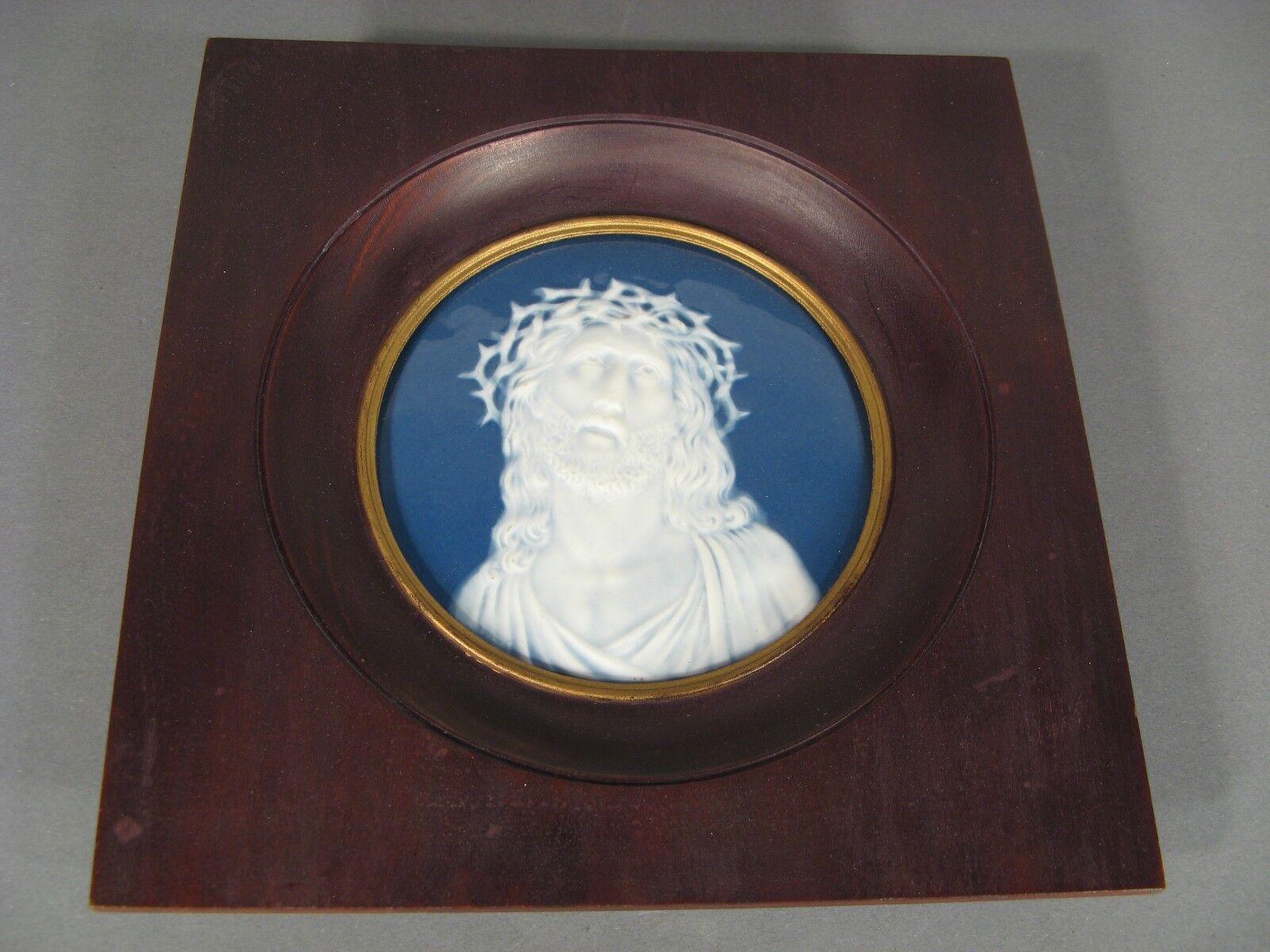 Antique Limoges Porcelain Plaque with Enameled Portrait of Christ -1Y83 1