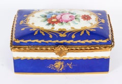 Antique Limoges Royal Blue Ormolu Mounted Casket Box 19h Century