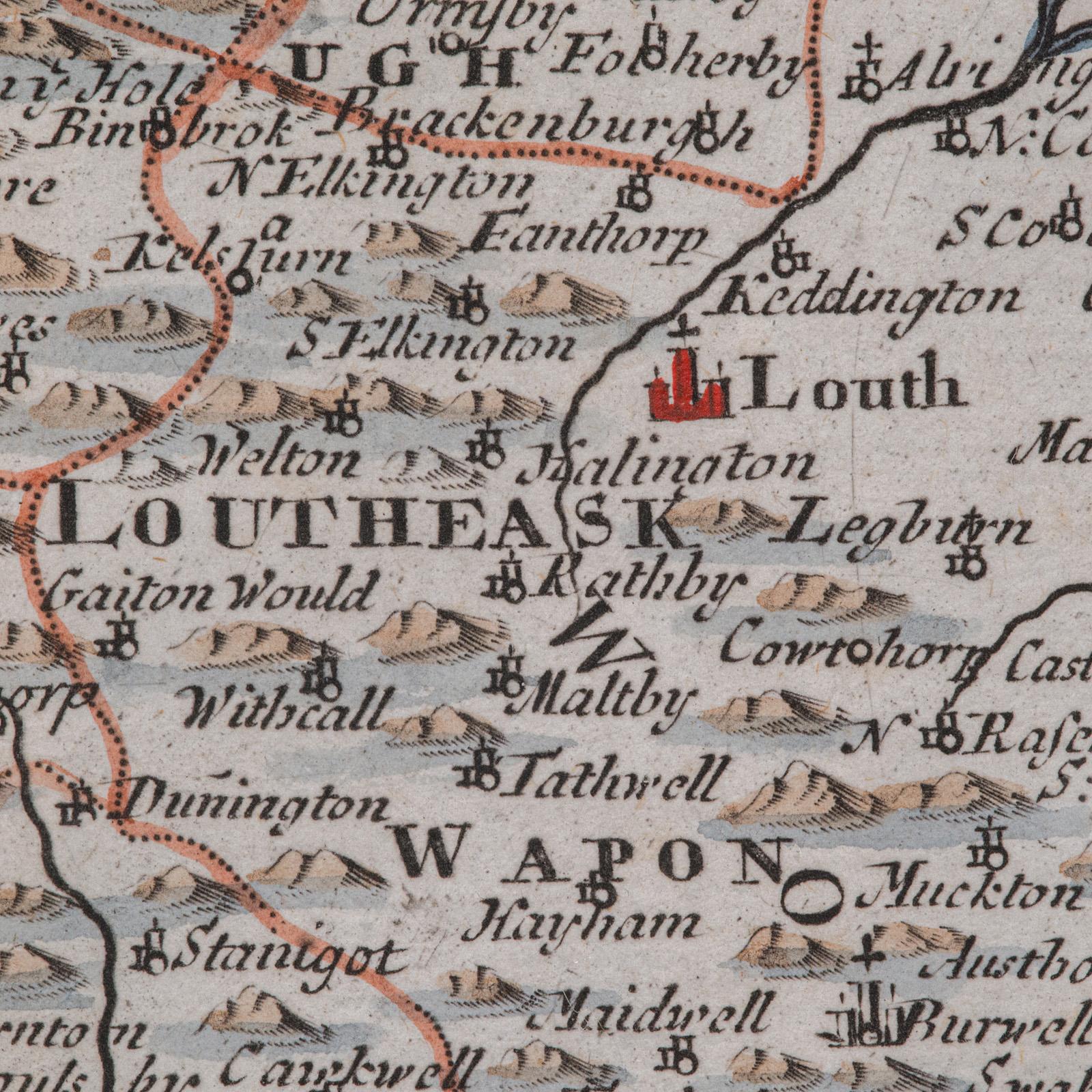 Carte ancienne du Lincolnshire, anglaise, cartographie du comté, Robert Morden, victorienne en vente 5