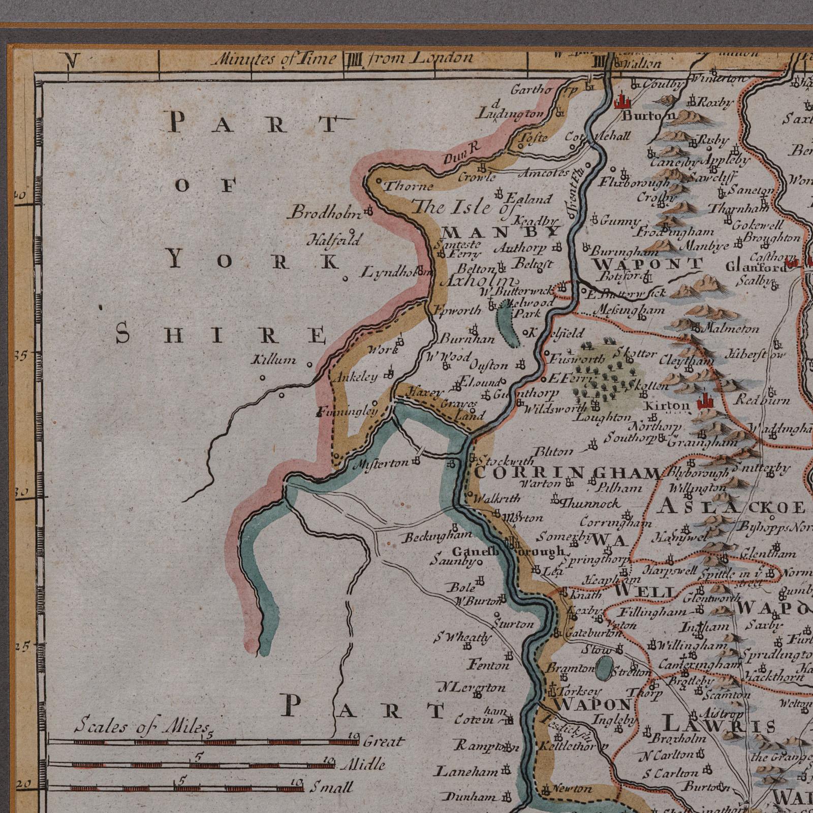 20ième siècle Carte ancienne du Lincolnshire, anglaise, cartographie du comté, Robert Morden, victorienne en vente