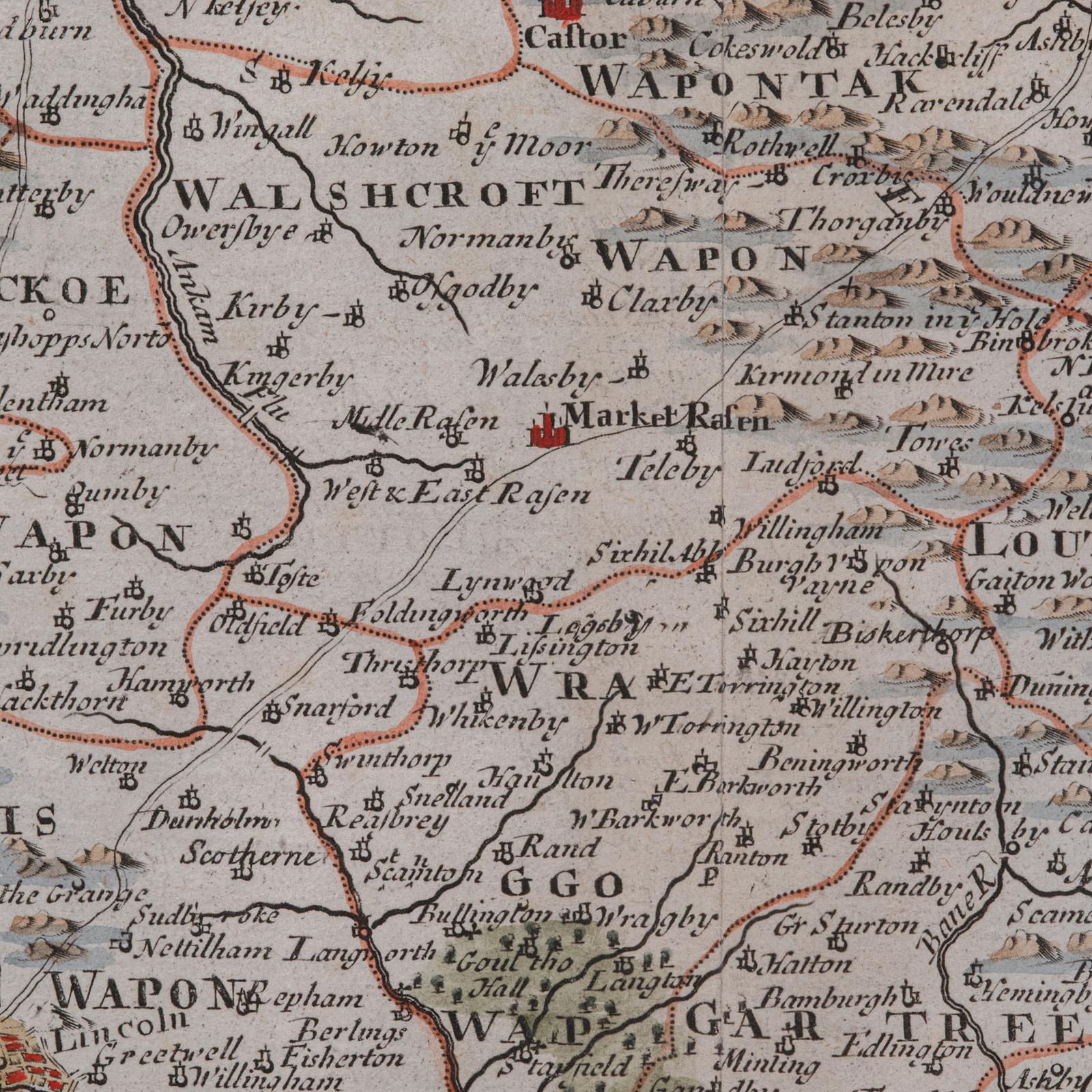Carte ancienne du Lincolnshire, anglaise, cartographie du comté, Robert Morden, victorienne en vente 2