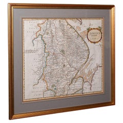 Carte ancienne du Lincolnshire, anglaise, cartographie du comté, Robert Morden, victorienne