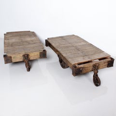 1940s Industrial Antique Original Lineberry Cart Cast Iron & Wood Wilkesboro NC