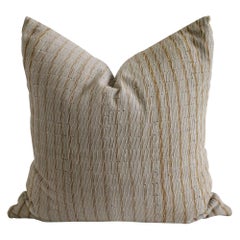 Antique Linen and Cotton Textured Pillow Sham Natural with Brown Stripe