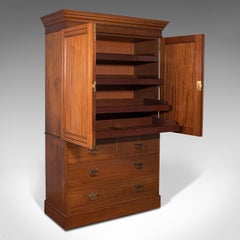 Antique Linen Press Cupboard, English, Walnut, Cabinet, London, Victorian, 1890
