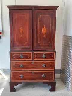 Antique Linen Press, English, Georgian, Housekeeper's Cupboard, circa 1780