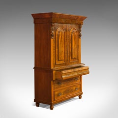 Linen Press, Victorian, Housekeeper's Cupboard, Flame Mahogany, circa 1860