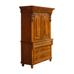 Antique Linen Press, Victorian, Housekeeper's Cupboard, Flame Mahogany, circa 1860