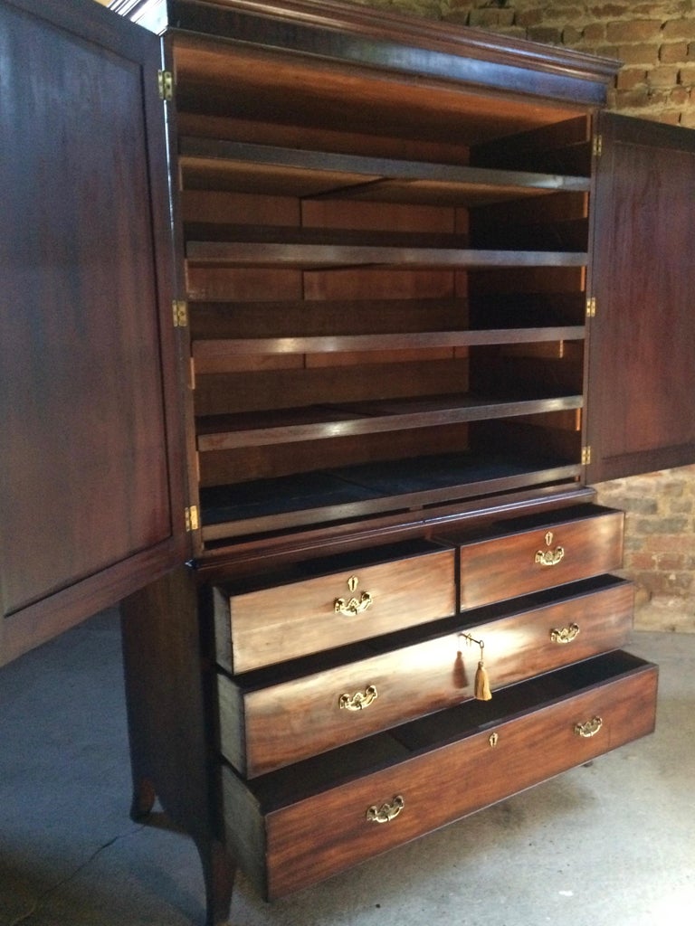 Antique Linen Press Wardrobe Armoire Victorian Mahogany, circa 1850 Tall at 1stDibs