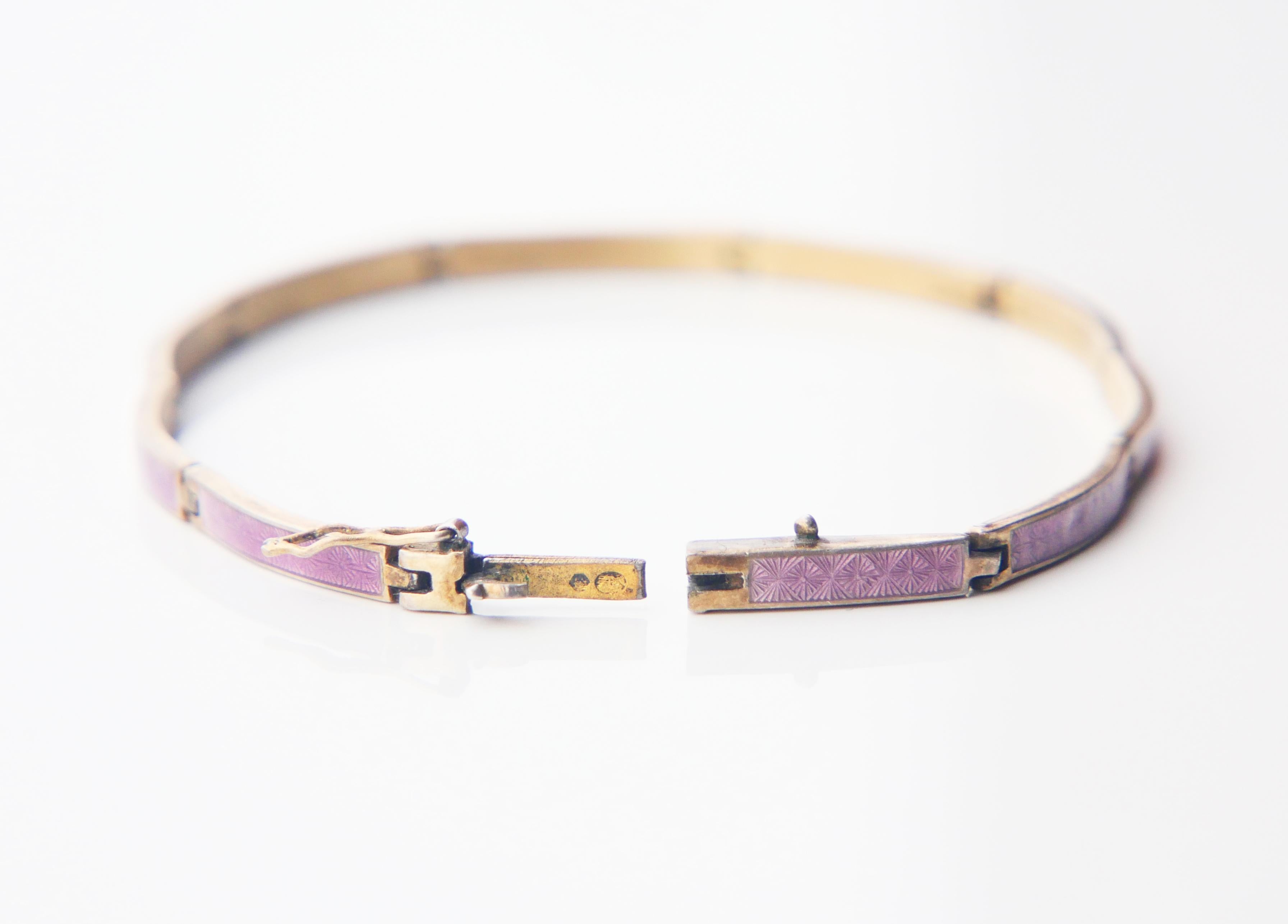 Bracciale antico A Link Smalto rosa solido 935 Argento dorato / 9,6 gr in vendita 3