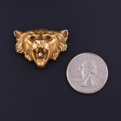 Antique Lion Brooch of 10k Gold