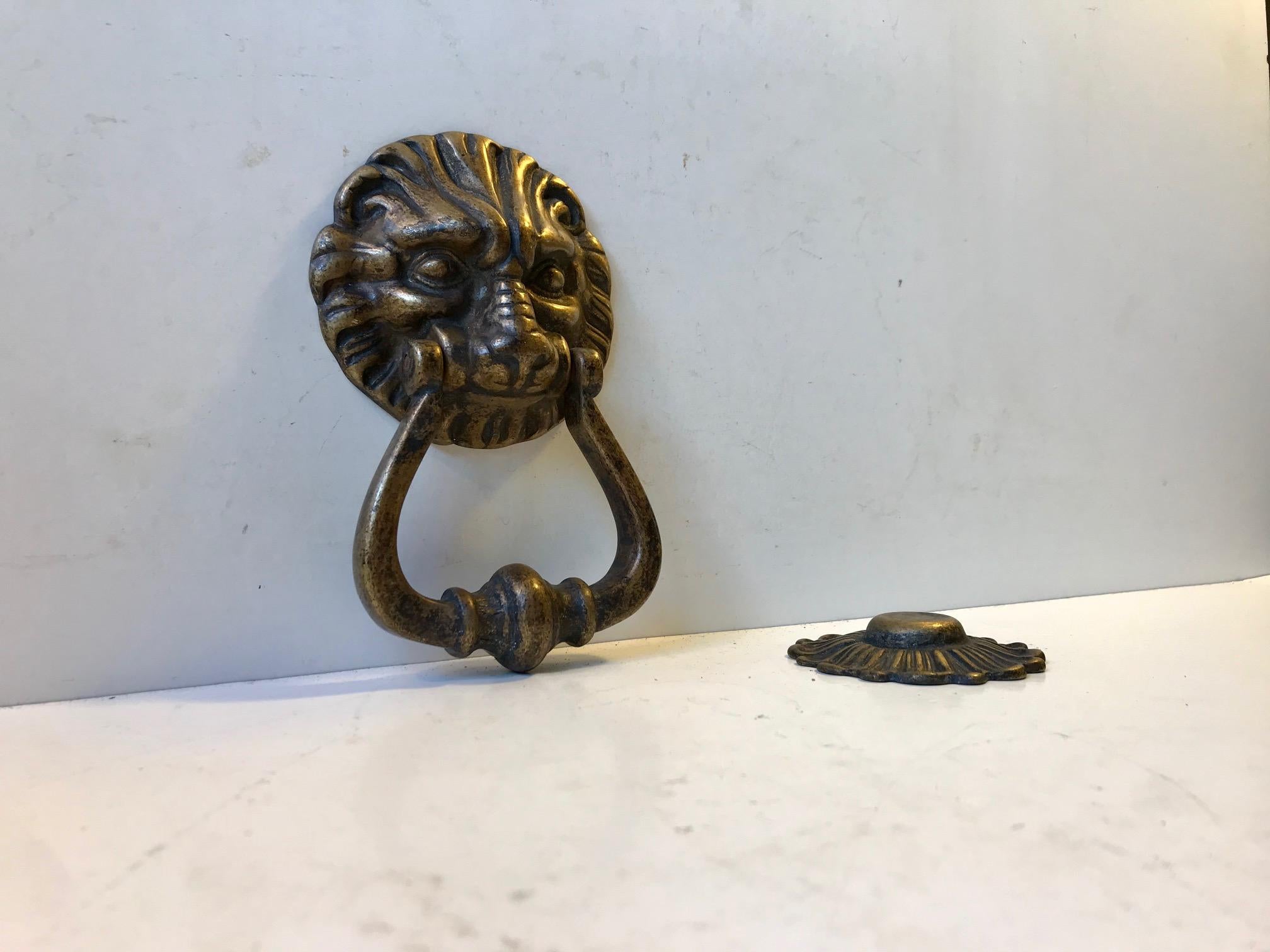 European Antique Lion Door Knocker in Brass