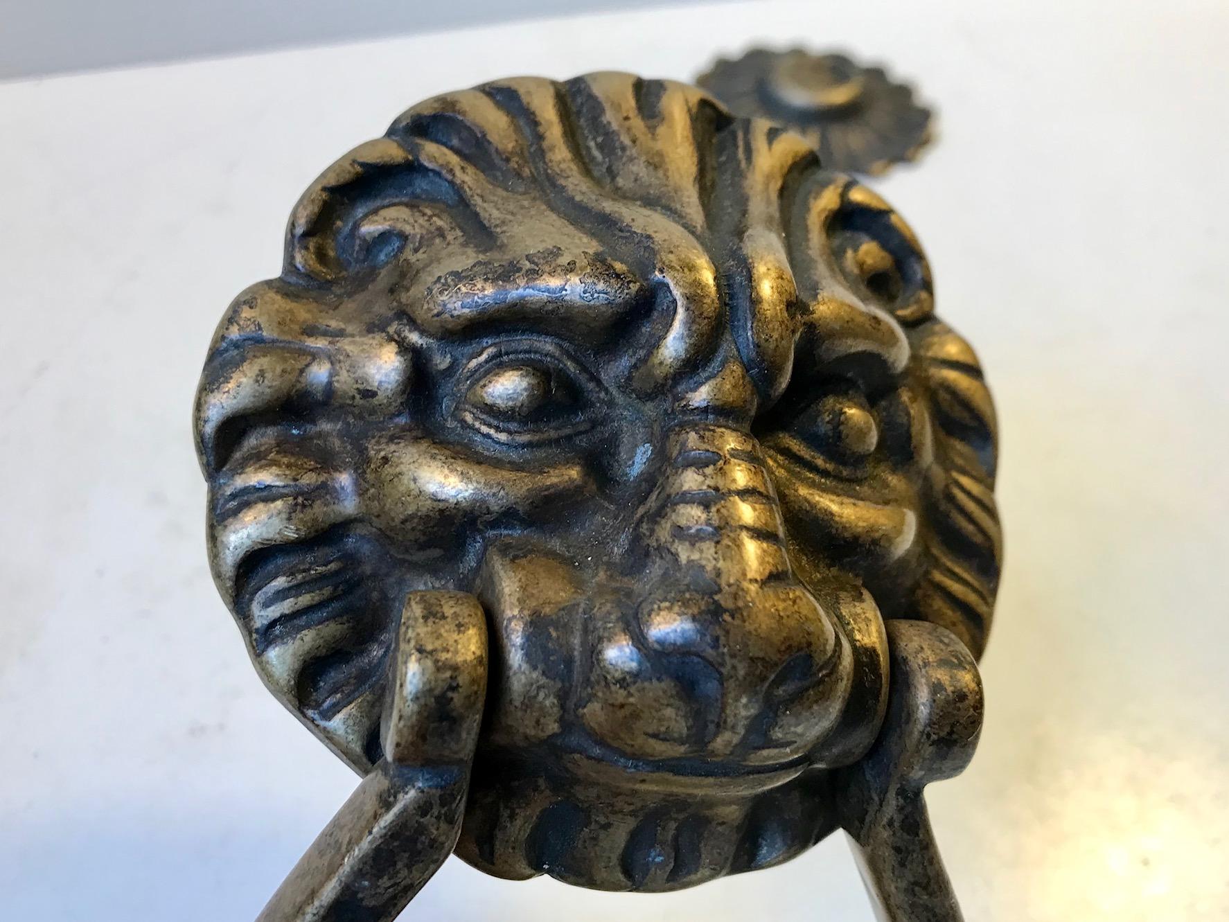 20th Century Antique Lion Door Knocker in Brass