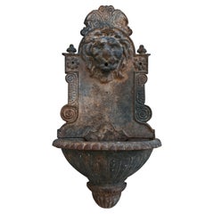 Antique Lion Head Wrought Iron Wall Lavabo from Streets of Vienna, Austria 1800s