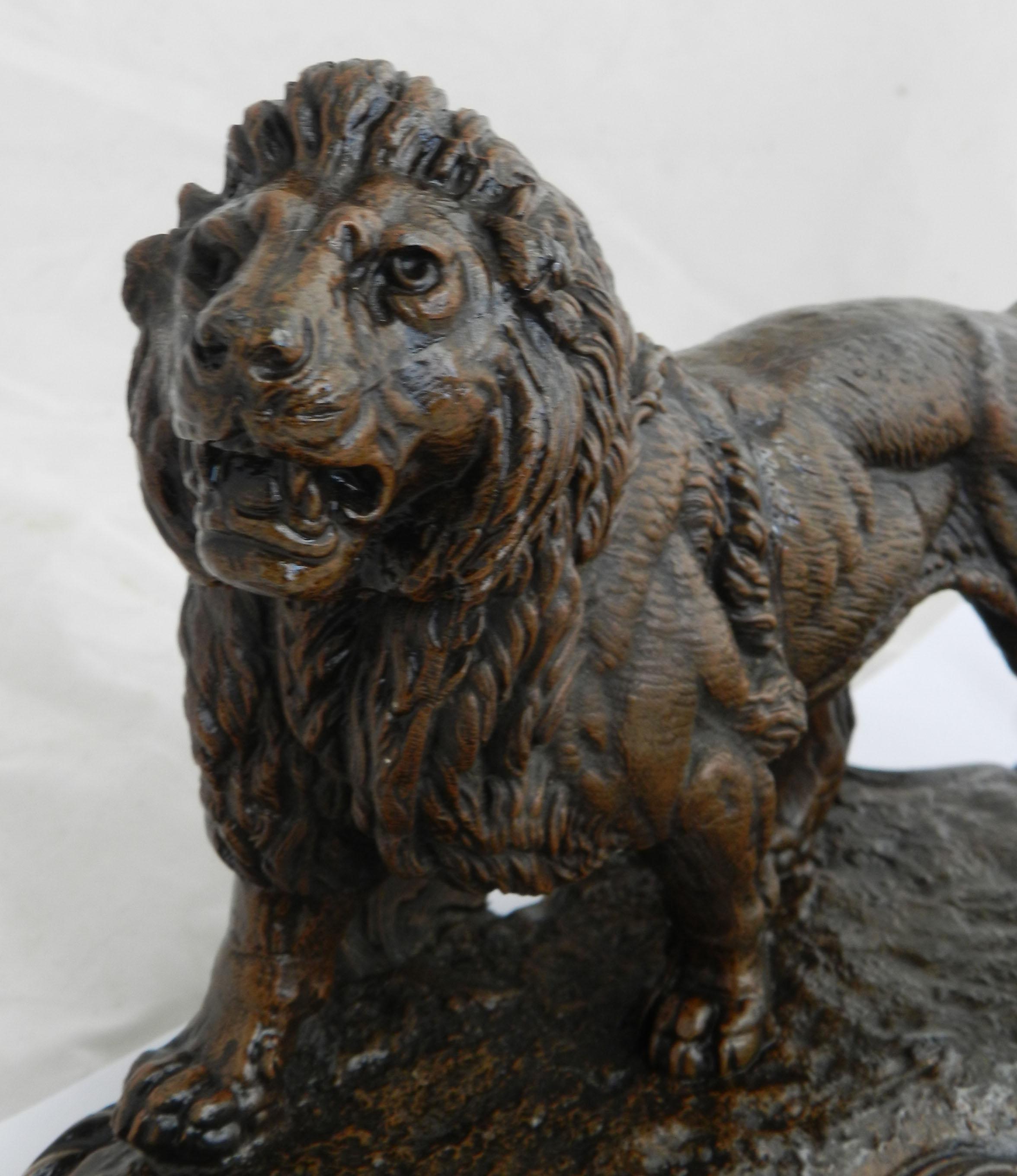 Antique Lion Inkwell Desk Inkstand Napoleon French c1890  For Sale 1