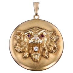 Antique Lion Locket of 10k Gold