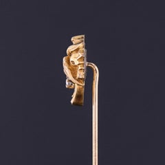 Épingle de cravate ancienne représentant un lion ou une chimère, en or 12 carats et 14 carats