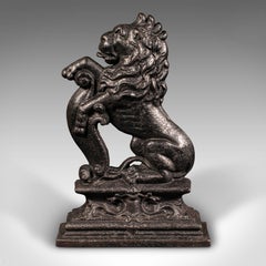 Antique Lion Rampant Doorstop, English, Cast Iron, Decor, Door Keeper, Victorian