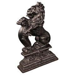 Antique Lion Rampant Doorstop, English, Cast Iron, Decor, Door Keeper, Victorian