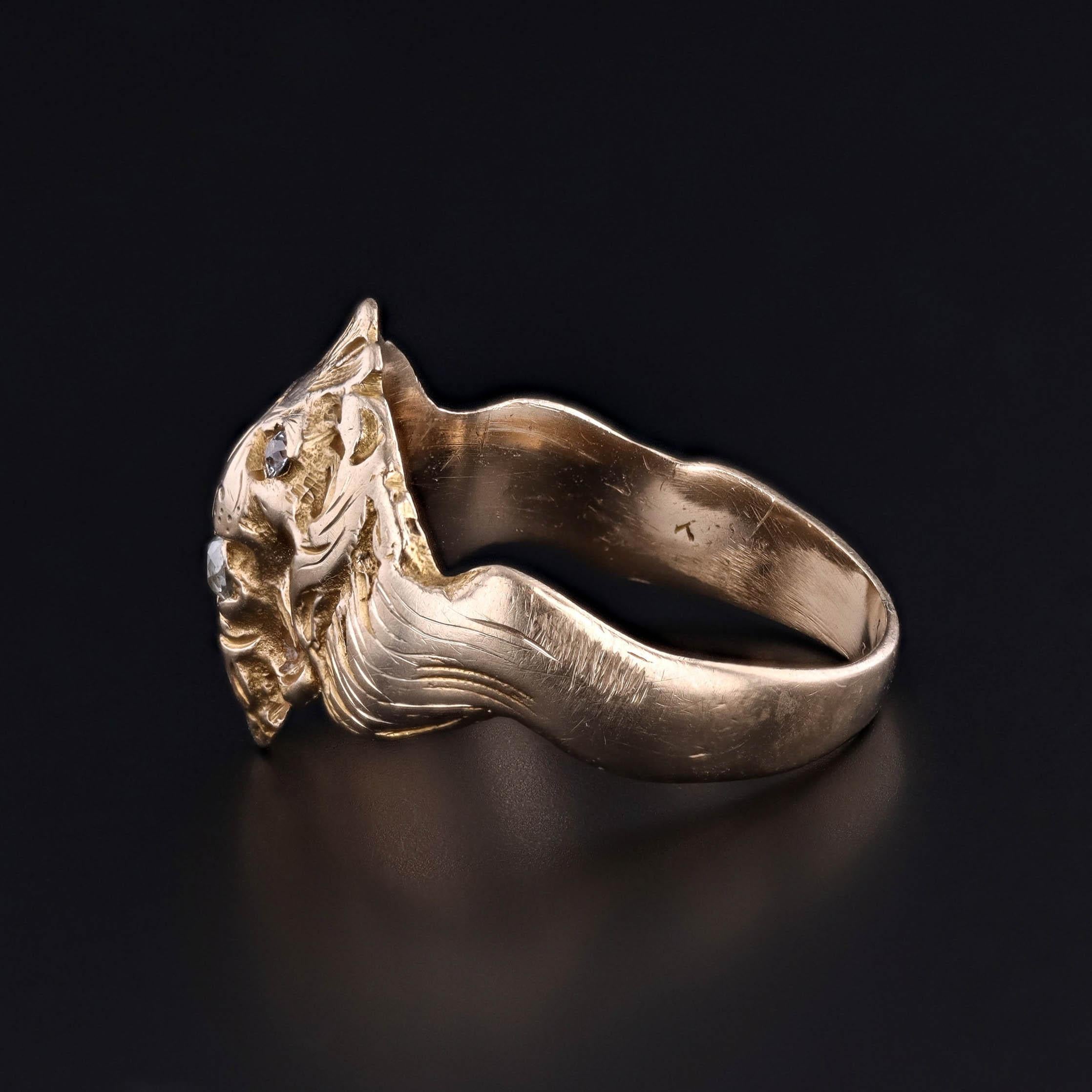 Antiker Löwenring aus 14 Karat Gold (Art nouveau) im Angebot
