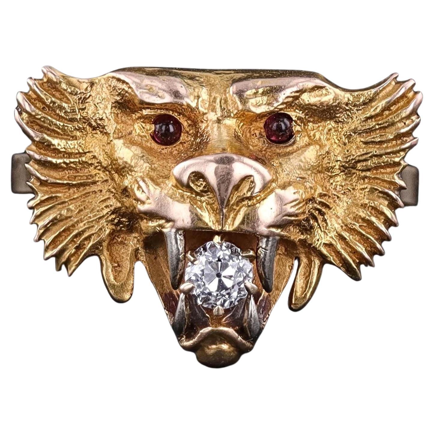 Antique Lion Ring of 14k Gold