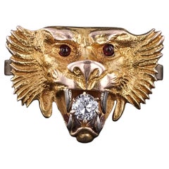 Bague lion ancienne en or 14 carats