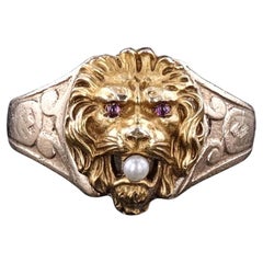 Antiker Löwenring aus 14 Karat Gold