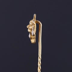 Antique Lion Stickpin of 14k Gold and Platinum