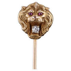 Antique Lion Stickpin of 14k Gold