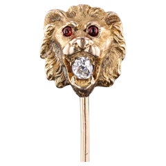 Antique Lion Stickpin of 14k Gold