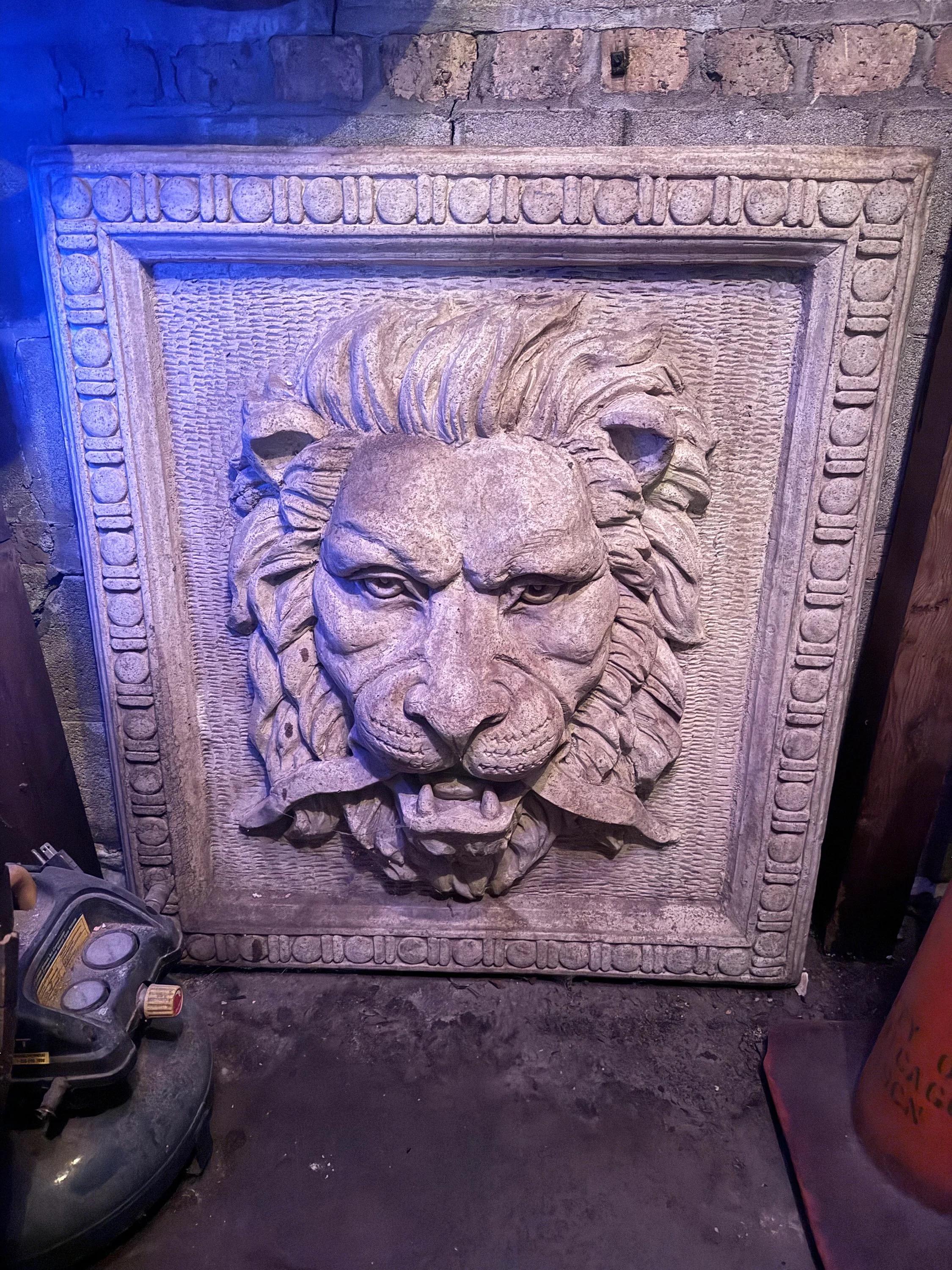 American Antique Lion Stone Architectural Wall Salvage For Sale