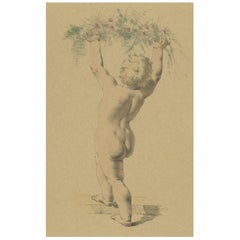Antike Lithographie eines Engels von Meyer, 1892