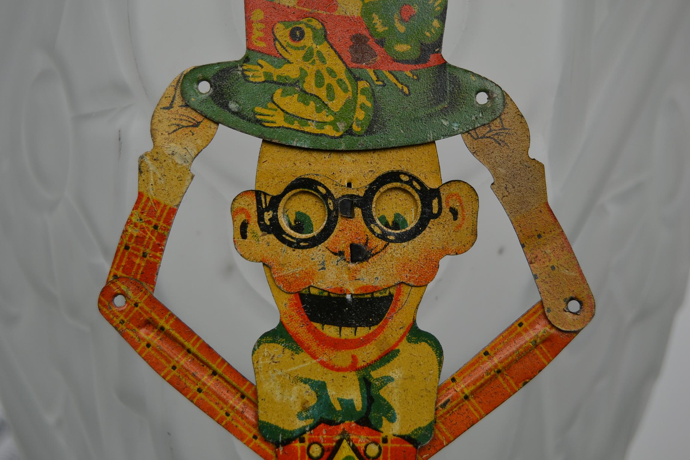 Art Deco Antique Litho Tin Scissor Toy of Harold Lloyd by Distler Germany, 1920s For Sale