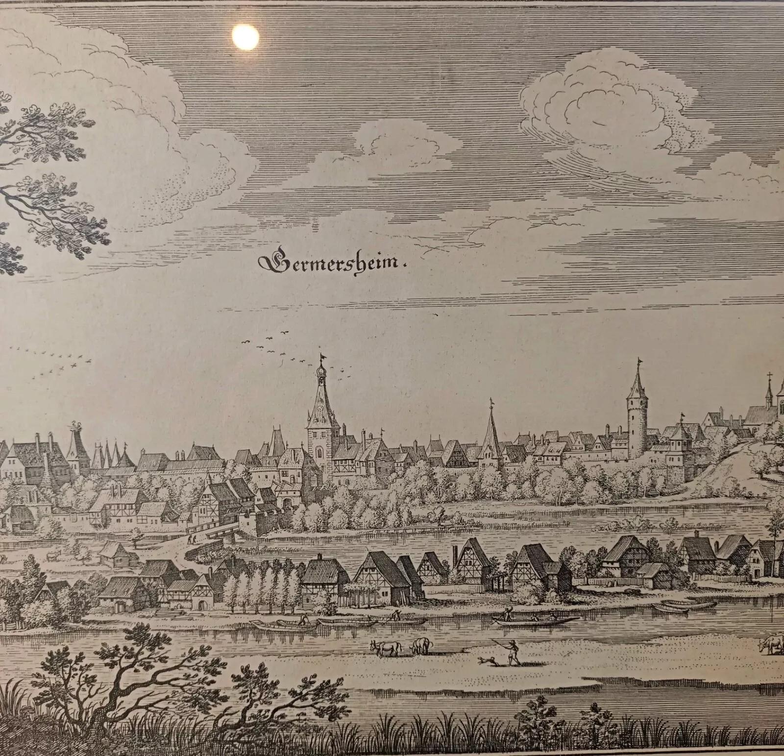Antique Lithograph from Bermersheim, Germany - 2Y233 In Good Condition In Bordeaux, FR