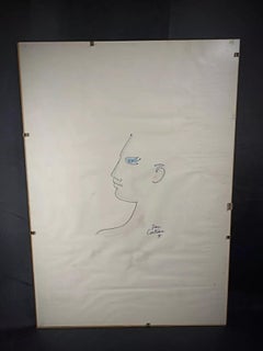Litografia antica di un disegno firmato da Jean Cocteau - 2Y236