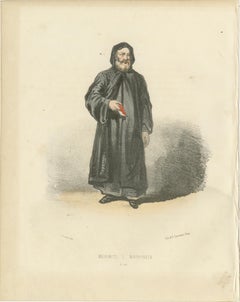 Antique Lithograph of a Maronite Priest: Custodian of Tradition and Faith, 1862