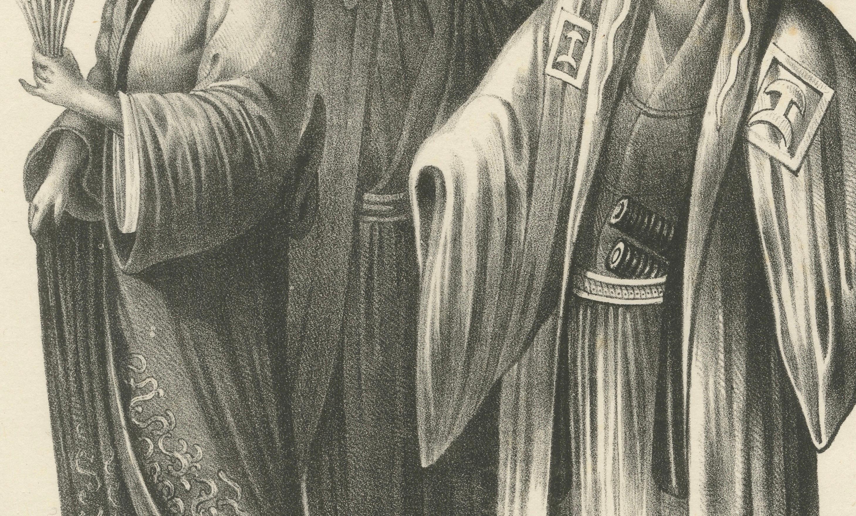 Suisse Lithographie ancienne de personnages chinois en costume traditionnel, Brodtmann 1827 en vente